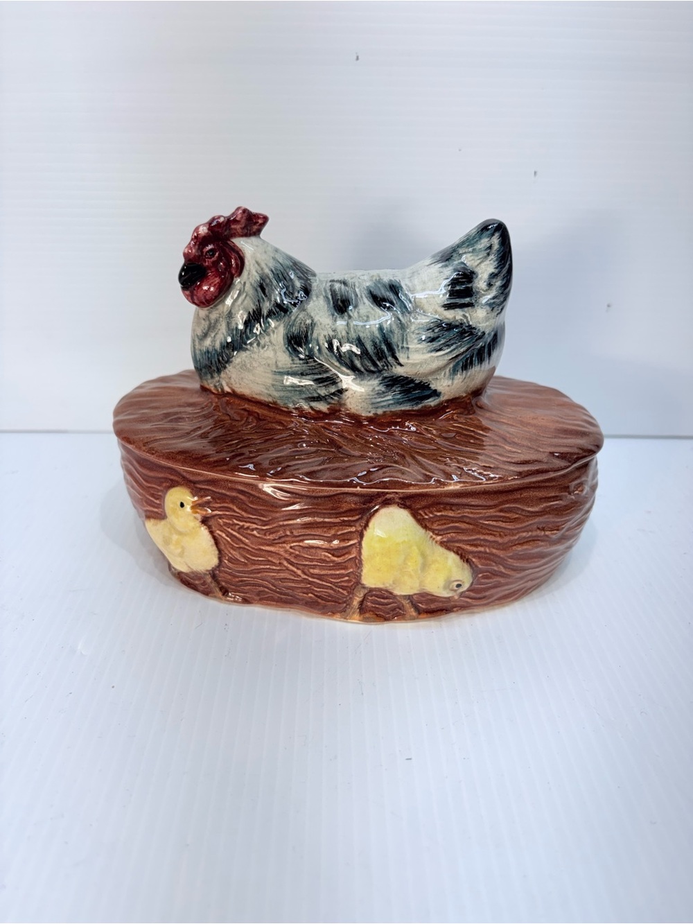 Vintage Ceramic Hen-on-Nest Trinket Box